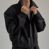 Autumn and Winter New Short Jacket Men's Fashion Square Collar Solid Color Loose Casual Zipper Bomber Jacket Streetwear