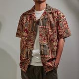 West Coast style floral shirt men's loose silhouette casual short sleeve summer printed beach shirt