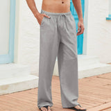 Foesce Mens Linen Loose Pant Lightweight Elastic Waist Trouser Yoga Beach Pant