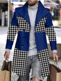 Foesce  Luxury Print Splicing Woolen Long Coat Men's Trench Trendy High Quality New Elegant Social Jacket Spring Windbreaker