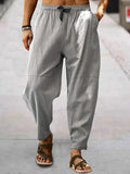 Men's Cotton Linen Pants Male Casual Solid Color Breathable Loose Trousers Straight M-5XL