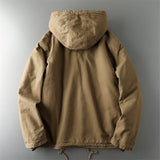 Cotton Jacket Men Hooded Lamb Wool Parkas Winter Single-Breasted Warm Padded Coat Ropa Hombre Loose Solid Tooling Outerwear