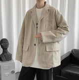 Foesce New Style Summer Autumn Loose Three Bottons Cotton Blend Coat Men's Suit Jacket