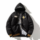 Foesce Winter Varsity Jacket Men Badge Basketball Jacket Casual Streetwear Hooded Coat Letter Thick Warm Parkas Male Outerwear Autumn