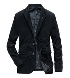 Foesce New Solid Color Men Blazers Luxury Corduroy Casual Slim Suit Jacket Business Social Office Dress Coat Streetwear Men Clothing