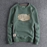 Autumn New American Retro Pineapple Knitted Embroidery Sweatshirts Men's Simple Heavyweight Washed Pullover Casual Sportwear