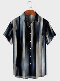 Foesce 5XL Hawaiian Men's Shirt Colourful Striped Camisa Short Sleeve Shirts For Men Casual Top Oversized Tee Shirt Men Clothing