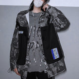 Men's Denim Jacket Stitching Niche Personality Casual Tooling Cardigan Couples Wear Hip-hop Loose Top High Street Cool