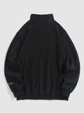 Hoodie for Men Polar Fleece Sweatshirts Letter Embroidered Turtleneck Streetwear Pullover Zipper Warm Unisex Sweats NEW