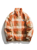 Una Reta Winter Men Coat Casual Lamb Wool Parka Furry Coat Streetwear Men Clothing New Hip Hop stand collar plaid Jackets