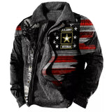 Foesce Winter Mens Warm Thick Fleece Lining Jackets Vintage Pattern Print Patchwork Turn-down Collar Buttoned Coats Men Outerwear