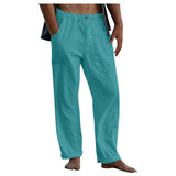 Foesce New Men's Casual Cotton Linen Pants Male Summer Large Size Breathable Solid Color Trousers Sports Fitness Streetwear S-5XL