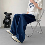 Foesce  Oversized Jeans Men Fashion Blue Casual Wide Leg Jeans Men Streetwear Loose Hip Hop Straight Denim Pants Mens Trousers M-3XL