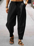 Men's Cotton Linen Pants Male Casual Solid Color Breathable Loose Trousers Straight M-5XL