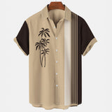 Men's Hawaiian Shirt Lapel Fashion Short-sleeved Loose Breathable Top Summer Coconut Retro Shirt For Men 3d Casual Beach Shirts