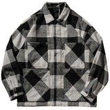Japanese retro heavy plaid jacket men's Plaid loose off shoulder sleeve woolen overalls