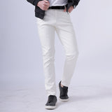 Men Leather Pants Skinny Fit Elastic Fashion PU Leather Trousers Wet Look Stretch Faux Leather Motorcycle Pants Thin Streetwear