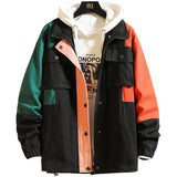Foesce New Mens Spring Autumn Jacket Zipper Casual Hooded Jakcet Fashion Patchwork Windbreaker Jacket Men Waterproof Coat
