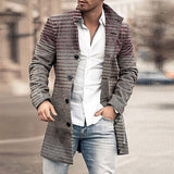 Winter Men Fashion Graphic Printing Woolen Coats Leisure Turn-down Collar Button-up Long Sleeve Jacket Mens Fall Trend Outerwear