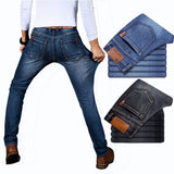 Spring Autumn Men's Smart Elastic Jeans Business Fashion Straight Regular Stretch Denim Trousers Men Jeans  28-40
