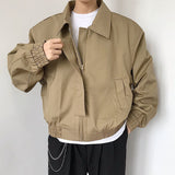 Autumn and Winter New Short Jacket Men's Fashion Square Collar Solid Color Loose Casual Zipper Bomber Jacket Streetwear
