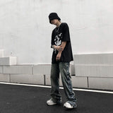 Jeans Men Washed Old Breasted Oversized Denim Pants New Harajuku Fashion Casual Retro Loose Hip Hop Straight Trousers Streetwear