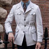 Top Quality Luxury Military Jacket Lapel Outwear Top Coat Men Jacket Trendy Men Trench Coat Gray Vintage Hunting Army Men Jacket