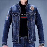 Spring and autumn new men's denim suit men's tide brand slim trend pants casual jacket men's jacket top