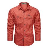 Cotton Casual Shirt Men Oversize Loose Long Sleeve Cargo Shirts Men's Clothing High Quality Solid Tooling Shirt 6XL