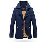 Foesce Trench Coat Men Solid Mid-length Autumn Mens Jacket Young Winter British Fashion Slim Casual Windbreaker Men Clothing