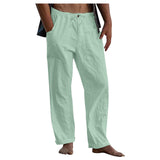 Foesce New Men's Casual Cotton Linen Pants Male Summer Large Size Breathable Solid Color Trousers Sports Fitness Streetwear S-5XL