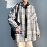 Foesce Men's Plaid Long Sleeve Shirts Art Style Autumn Korean Shirt Woman Fashion Trend Casual Oversize Shirt Quality Clothing New