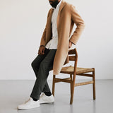 Fashion Trend Mens Overcoats Autumn And Winter Vintage Solid Wool Coats For Men Casual Long Sleeve Button-down Lapel Long Jacket