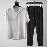 Summer Fashion Men Tracksuit Suit Short Sleeve Polo Shirts And Pants Two Piece Set Luxury Trend Streetwear Outfits Clothing