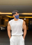 Summer man knitted fitness vest men's I-back slim vertical stripe fashion sportswear breathable training sleeveless