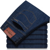 Spring Autumn Men's Smart Elastic Jeans Business Fashion Straight Regular Stretch Denim Trousers Men Jeans  28-40