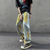 High Streetwear Mens Jeans Pants Ripped Loose Fashion Denim Hip Hop Harajuku Trousers