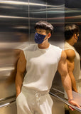Summer man knitted fitness vest men's I-back slim vertical stripe fashion sportswear breathable training sleeveless