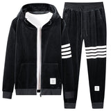 High end men's double-sided gold velvet J jacket suit warm and casual sportswear in autumn and winter