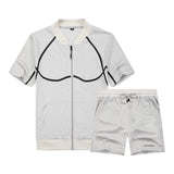 Suit Summer Track Men Fashion Leisure brand Men's Set Tracksuit Sportswear Male Sweatsuit Short Sleeves T shirt 2 piece set 4XL