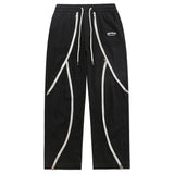 Zipper Stitching Pants Men Hip Hop Streetwear Fashion Vintage Pants High Street Loose Yoga Pants White Baggy Denim Pants