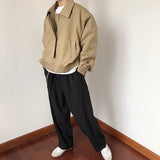 Autumn and Winter New Short Jacket Men's Fashion Square Collar Solid Color Loose Casual Zipper Bomber Jacket Streetwear