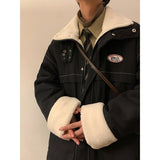 Japanese Fashion Men's Vintage Military Jacket Cotton Padded Jacket for Men Winter Thickened Cotton Parkas Lamb Wool Casual Coat