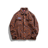 Men's Fashion Print Work Jacket Spring and Autumn Couple Hip-hop Street Lapel Casual Jacket Ins Top Korean Clothes Streetwear