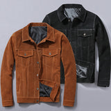 Cheap Suede leather jacket.Classic casual style men cowhide coat.slim genuine leather cloth