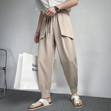 Summer Khaki/Black Belt Suit Pants Men Fashion Society Mens Dress Pants Korean Loose Harem Pants Mens Formal Trousers M-3XL