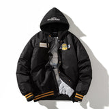 Foesce Winter Varsity Jacket Men Badge Basketball Jacket Casual Streetwear Hooded Coat Letter Thick Warm Parkas Male Outerwear Autumn