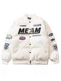 Foesce High Street Embroidered Letter PU Puffer Jacket Men Women Y2k Hip Hop Baseball Parkas Winter Thick Padded Coat Warm College Tops