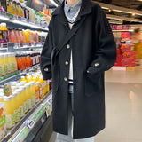 Winter Thickened Woolen Coat Men Warm Fashion Oversized Long Woolen Coat Men Korean Loose Thick Woolen Trench Coat Mens Overcoat