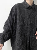 Foesce Niche Three-dimensional Printing Solid Shirt Unisex Couples Autumn Bat Sleeve Shirt Grunge Loose Commuter Casual Blouse